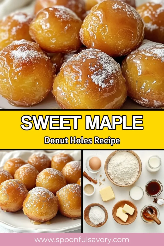Indulge in homemade maple glazed donut holes that are irresistibly fluffy and perfect for any sweet craving! This easy baked donut holes recipe combines all-purpose flour, buttermilk, and pure maple syrup for a delightful treat. Get the details on making these delicious maple syrup donuts today! Your family will love this fluffy donut hole recipe. Save and try this crowd-pleaser! #MapleGlazedDonutHoles #HomemadeDonutHoles #EasyBakedDonutHoles #MapleSyrupDonuts