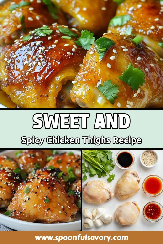 Elevate your dinner with this Spicy Honey Garlic Chicken recipe! These honey garlic chicken thighs are marinated in a flavorful sauce that combines sweet and spicy, creating a delicious baked chicken thigh recipe perfect for an easy chicken thigh dinner. Enjoy tender, juicy chicken with a crispy skin that's irresistible. Try it tonight and impress your family! Save this marinated chicken thighs recipe for your next meal. #SpicyHoneyGarlicChicken #EasyDinner #BakedChicken #HoneyGarlicChickenThighs