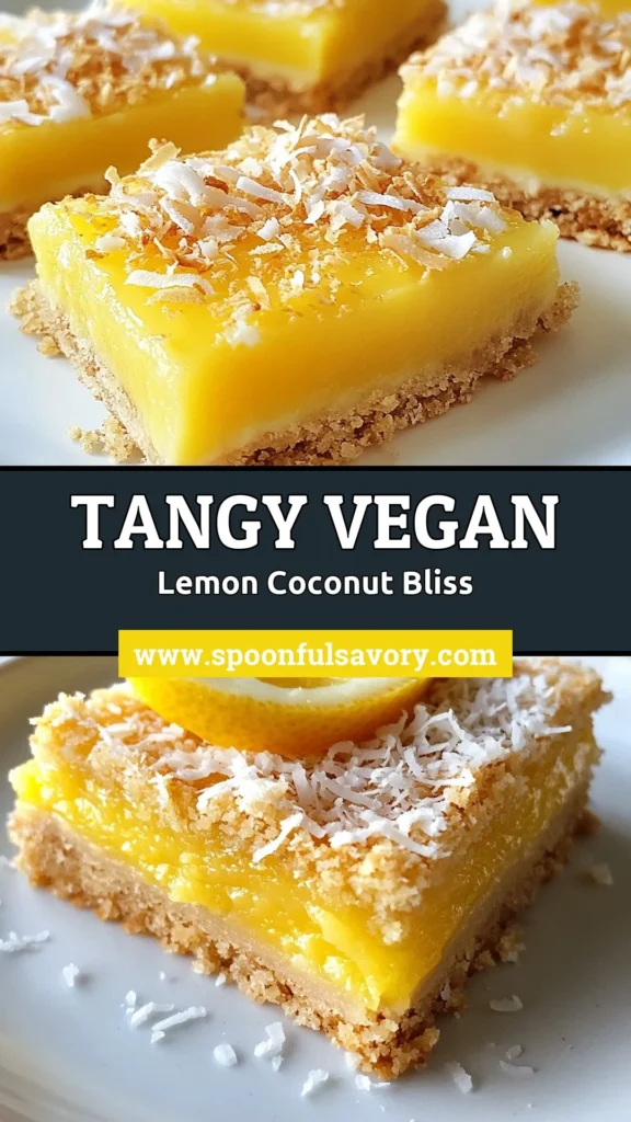 Discover the deliciousness of vegan lemon coconut bars, the perfect dairy-free lemon dessert for any occasion! This healthy coconut bars recipe features a zesty filling and a crumbly crust, making them a must-try among gluten-free dessert bars. Enjoy these zesty vegan treats as a refreshing snack or dessert. Save this recipe and indulge your taste buds today! #VeganLemonCoconutBars #DairyFreeDessert #HealthyCoconutBars #GlutenFreeBars