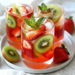 To make a great Strawberry Kiwi Agua Fresca, you need fresh fruits. Here&rsquo;s what you&rsquo;ll need: - 2 cups fresh strawberries, hulled and sliced - 3 ripe kiwis, peeled and roughly chopped - 4 cups cold water - Juice of 1 fresh lime These ingredients create a bright and fruity drink. Fresh strawberries add sweetness. Ripe kiwis bring a tangy kick. The lime juice adds a zesty flavor that elevates the drink. Sweeteners can enhance the taste. I suggest using: - 2 tablespoons agave syrup - Honey (to taste) Agave syrup is a great choice. It blends well without overpowering the fruits. Honey is a delicious alternative too. You can adjust the sweetness to suit your taste. Garnishing adds flair to your drink. Consider these options: - Fresh mint leaves - Ice cubes Mint leaves not only look pretty but also add a cool aroma. Ice cubes keep your drink chilled and refreshing. These small touches elevate the experience of your Strawberry Kiwi Agua Fresca. {{ingredient_image_2}} Start by gathering your fresh fruits. You need 2 cups of strawberries and 3 ripe kiwis. First, hull the strawberries and slice them. Then, peel the kiwis and chop them roughly. This helps them blend better. Fresh fruits give the best flavor. Now, put the strawberries and kiwis into a blender. Pour in 2 cups of cold water. Blend on high speed until it is smooth. Next, use a fine mesh sieve to strain the mixture into a large pitcher. This step is optional. If you like a thicker drink, skip straining. After straining, add the remaining 2 cups of cold water, 2 tablespoons of agave syrup, and the juice of 1 lime. Stir well to mix everything. Place the pitcher in the fridge for about 30 minutes. This chilling time helps the flavors blend. When ready to serve, fill glasses with ice cubes. Pour the chilled agua fresca over the ice. For a lovely touch, garnish each glass with fresh mint leaves. Enjoy your refreshing drink! To make your Strawberry Kiwi Agua Fresca just right, taste as you go. Start with 2 tablespoons of agave syrup. Blend it with your fruit and water. After mixing, taste the drink. If you want it sweeter, add more syrup or honey. Mix again and taste. This way, you control the sweetness. You can also use fresh fruit for natural sweetness. Fresh ingredients make this drink shine. Choose ripe strawberries and kiwis. They should smell sweet and look vibrant. Store fruits in the fridge until you are ready to use them. If you need to prep ahead of time, slice your fruits but keep them in an airtight container. This keeps them fresh for longer. If you have a party, you can prep this drink early. Blend the fruit and water, then strain it. Store the liquid in the fridge for up to 24 hours. When you&rsquo;re ready to serve, add the sweetener, lime juice, and ice. This will keep your drink fresh and tasty. Plus, it saves time when guests arrive! Pro Tips Use Ripe Fruits: Make sure your strawberries and kiwis are perfectly ripe for the best flavor. Ripe fruits will provide natural sweetness and vibrant taste to your agua fresca. Adjust Sweetness: Everyone's taste preferences vary, so start with the recommended amount of agave syrup or honey and adjust according to your liking. Taste as you go for the perfect balance! Chill Before Serving: Allow your agua fresca to chill in the refrigerator for at least 30 minutes. This not only makes it refreshing but also helps the flavors to blend beautifully. Add a Twist: For an extra layer of flavor, consider adding a splash of coconut water or even a hint of ginger for a unique twist on this classic drink. {{image_4}} You can mix up your strawberry kiwi agua fresca in fun ways. Try adding fruits like mango, pineapple, or peach. Each fruit brings unique taste and sweetness. Blend them the same way as the strawberries and kiwis. You can also add a touch of cucumber for a cool twist. The options are endless! If you want to change the sweetener, try maple syrup or coconut sugar. These add different flavors to your drink. You can also use stevia for a sugar-free option. Always taste as you go. Adjust the sweetness to what you like best. This helps you create a drink that fits your taste. Herbs and spices can make your agua fresca special. Fresh mint or basil add a nice twist. Just muddle them gently before mixing. You can also try a hint of ginger for a spicy kick. Cinnamon can add warmth and depth too. Be creative and explore flavors that excite you! After you make this drink, you may have some left. To store your agua fresca, pour it into a clean, airtight container. This helps keep the drink fresh. Place the container in the fridge. It is best to drink it within a few days for the best taste. Strawberry kiwi agua fresca tastes best when fresh. If stored well, it can last about 3 to 5 days. The flavor may fade after that. To keep it tasty, avoid adding ice to the pitcher. Ice can dilute the flavor as it melts. Instead, add ice to your glass when serving. You can freeze agua fresca for later use. Pour it into ice cube trays or freezer-safe containers. This way, you can enjoy it even after a few weeks. When you want a drink, just thaw the cubes in the fridge. You can also blend frozen cubes into smoothies for a new twist! Agua fresca is a light, refreshing drink. It comes from Mexico. The name means &ldquo;fresh water.&rdquo; It mixes fruits, water, and sweeteners. You can use many fruits like strawberries, kiwis, and more. This drink is perfect for hot days. Yes, you can use frozen fruits. Frozen fruits work well in agua fresca. They give a nice chill to the drink. Just let them thaw a bit before blending. This helps them blend smoothly. The flavor stays great, but the texture may change slightly. To make a sugar-free version, skip the sweeteners. Use fresh fruits that are ripe and sweet. You can also add a splash of lemon or lime juice. This adds a tasty zing without any sugar. If you want extra sweetness, try using a sugar-free sweetener. Strawberry Kiwi Agua Fresca is a fun and tasty drink. We explored fresh ingredients, sweeteners, and ways to garnish. The simple steps make preparation easy. You can tweak sweetness to your taste and enjoy variations with herbs or spices. Remember to store leftovers correctly for the best flavor. In the end, this drink refreshes any day. Enjoy it at home or share with friends. You now have all the tools to make the perfect batch. Cheers to making delicious memories!
