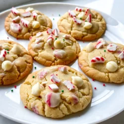 - 1 cup unsalted butter, softened to room temperature - 3/4 cup granulated sugar - 3/4 cup packed brown sugar - 2 large eggs, at room temperature - 1 teaspoon pure vanilla extract - 2 1/4 cups all-purpose flour - 1 teaspoon baking soda - 1/2 teaspoon salt - 1 cup white chocolate chips - 1/2 cup crushed peppermint candies (plus extra for garnish) Each ingredient has a special role in these cookies. - Unsalted butter adds moisture and a rich flavor. - Granulated sugar gives sweetness and helps with browning. - Brown sugar adds a hint of caramel flavor and keeps cookies soft. - Eggs bind the dough and add richness. - Vanilla extract brings warmth and depth to the taste. - All-purpose flour gives structure to the cookies. - Baking soda acts as a leavening agent for a light texture. - Salt balances the sweetness and enhances flavors. - White chocolate chips provide creamy sweetness in each bite. - Crushed peppermint candies add a refreshing crunch and festive flair. Gather these ingredients to create a batch of irresistible white chocolate peppermint cookies. {{ingredient_image_2}} First, preheat your oven to 350&deg;F (175&deg;C). This step warms the oven and helps the cookies bake evenly. While the oven heats, line two baking sheets with parchment paper. This prevents cookies from sticking and makes cleanup easy. In a large bowl, beat the softened butter, granulated sugar, and brown sugar together. Use an electric mixer on medium speed for about 3-5 minutes. You want the mixture to be light, fluffy, and pale in color. This step adds air and creates a nice texture. Next, add the eggs one at a time. Make sure each egg mixes in fully before adding the next. After that, stir in the pure vanilla extract. This will add a warm flavor to your cookies. Take a separate bowl and whisk together the flour, baking soda, and salt. Gradually mix this dry mixture into the wet ingredients. Use low speed to avoid overmixing. Just mix until combined, and it will keep the cookies soft. Now, it&rsquo;s time to fold in the white chocolate chips and crushed peppermint candies. Use a spatula or wooden spoon for this. Make sure these treats are evenly mixed into the dough for bursts of flavor in every bite. Use a cookie scoop or tablespoon to scoop heaping tablespoons of dough. Place them on the lined baking sheets, leaving about 2 inches of space between each cookie. This space helps them spread while baking. Bake the cookies in the oven for 10-12 minutes. The edges should be lightly golden, while the centers stay soft. After baking, let the cookies cool on the sheets for about 5 minutes. This helps them set. Then, transfer them to a wire rack to cool completely. While they are still warm, sprinkle extra crushed peppermint on top. This adds a festive touch and extra flavor. - Avoid overmixing the dough: Mix the dry and wet ingredients until just combined. Overmixing can lead to tough cookies. - Ensuring proper cookie spacing on the baking sheet: Leave about 2 inches between each scoop of dough. This helps them spread evenly while baking. - Incorrect oven temperature: Always use an oven thermometer to check the heat. A too hot oven can burn your cookies. - Not chilling the dough if needed: If the dough feels too soft, chill it for 30 minutes. Chilling helps cookies hold their shape. - Best pairings and serving ideas: These cookies are great with a glass of cold milk or hot cocoa. Serve them at holiday parties or as gifts in a pretty tin. Pro Tips Chill the Dough: For thicker cookies, chill the dough in the refrigerator for at least 30 minutes before baking. This helps prevent spreading and keeps them chewy. Use Fresh Peppermint: For an even more intense flavor, use fresh peppermint extract instead of the candies in the dough, and keep the crushed candies for garnish. Storage Tips: Store cookies in an airtight container at room temperature for up to one week, or freeze them for up to three months for longer storage. Customize the Chocolate: Feel free to mix in dark or milk chocolate chips along with the white chocolate for a richer flavor profile! {{image_4}} If you need to adjust for dietary needs, don't worry! You can use gluten-free flour instead of all-purpose flour. This keeps the cookies tasty. If you want to cut down on sugar, replace some of the granulated sugar with a sugar substitute. You can also use dairy-free white chocolate chips for a vegan version. Want to mix things up? Add nuts like chopped walnuts or pecans for crunch. Dried fruits such as cranberries or cherries can add a nice touch too. These additions enhance the cookie flavor and texture. Experimenting lets you find your favorite twist! Make your cookies even more fun! Drizzle melted white chocolate on top for a fancy look. You can also use festive cookie cutters to create fun shapes. Sprinkling extra crushed peppermint on top makes every cookie feel like a treat. These little touches impress guests and make the cookies special! To keep your cookies fresh, store them in an airtight container. Place parchment paper between layers to avoid sticking. You can keep them at room temperature for up to a week. If you want to keep them longer, try the fridge. This will help maintain their soft texture. You can freeze both cookie dough and baked cookies. For dough, scoop it into balls and freeze on a baking sheet. Once frozen, transfer them to a freezer bag. This way, you can bake fresh cookies anytime. Baked cookies can also go in a freezer bag. Just make sure they cool completely before freezing. When stored properly, these cookies last about one week at room temperature. If you freeze them, they can stay fresh for up to three months. Always check for any signs of freezer burn before eating. Enjoy your cookies any time you crave a sweet treat! You can use dark chocolate chips or semi-sweet chocolate chips if you prefer. Milk chocolate chips also work well. If you're looking for a healthier option, try using carob chips. For a sugar-free choice, opt for sugar-free white chocolate or dark chocolate. Each option brings a unique taste to your cookies. Look for a light golden edge on the cookies. The centers should look soft and slightly underbaked. If they are too shiny, they need more time. Use a toothpick to test if they are done. Insert it into the center; if it comes out clean, they are ready. Yes, you can! You can store the dough in the fridge for up to three days. Just wrap it tightly in plastic wrap. You can also freeze the dough for up to three months. To bake, let it thaw in the fridge overnight and scoop onto baking sheets. If you bake them ahead, store the cookies in an airtight container for freshness. Try adding nuts like pecans or walnuts for crunch. Dried cranberries or cherries give a fruity twist. You could also use orange zest for a citrus flavor. For a spiced version, add cinnamon or nutmeg. These ideas can give your cookies a festive flair for the holidays! You&rsquo;ve learned how to bake delicious cookies with white chocolate and peppermint. Each step is key to the perfect treat, from measuring ingredients to cooling cookies. Remember to avoid common mistakes and try new flavors. Store your cookies to keep them fresh, and don&rsquo;t forget to share with friends. Baking is fun, and these cookies will impress everyone. Enjoy the process, and happy baking!