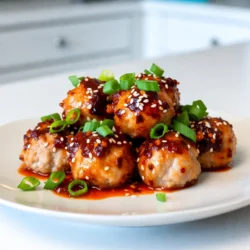 - 1 pound ground chicken (or you may substitute with turkey or beef) - 1/2 cup seasoned breadcrumbs - 1/4 cup grated Parmesan cheese - 1/4 cup freshly chopped cilantro - 2 cloves garlic, finely minced - 1 tablespoon fresh ginger, grated - 1 large egg, beaten - Salt and black pepper, to taste The main ingredients create a rich base for your meatballs. Ground chicken offers a lean option, while turkey or beef can add different flavors. The seasoned breadcrumbs help the meatballs hold together. Parmesan cheese adds a nice salty kick, while cilantro gives a fresh taste. Garlic and ginger bring warmth and depth. The egg acts as a binder, ensuring your meatballs stay moist. - 1/2 cup sweet chili sauce - 2 tablespoons soy sauce - 1 tablespoon rice vinegar - 1 tablespoon sesame oil The sauce is the star of this dish. Sweet chili sauce gives a balance of sweetness and spice. Soy sauce adds umami, enhancing all flavors. Rice vinegar adds a tangy note, while sesame oil brings a nutty richness. Mixing these together creates the perfect glaze. - Sesame seeds, for garnish - Sliced green onions, for garnish Garnishing adds a lovely touch. Sesame seeds give a nice crunch, and sliced green onions add freshness. These simple toppings make your dish visually appealing and enhance the flavor. {{ingredient_image_2}} - Set oven temperature to 400°F (200°C) - Prepare baking sheet with parchment paper Start by preheating your oven. This step helps the meatballs cook evenly. While the oven heats up, line a baking sheet with parchment paper. This will make cleanup easy later. - Combine all ingredients in a mixing bowl - Ensure mixture is well incorporated In a large bowl, mix the ground chicken, breadcrumbs, grated Parmesan, and chopped cilantro. Add minced garlic, grated ginger, and the beaten egg. Don't forget to sprinkle in some salt and pepper. Use your hands or a spatula to blend everything well. This step is key for flavor. - Shape mixture into uniform 1-inch meatballs - Bake for 20 minutes until golden brown Now, shape the mixture into uniform 1-inch meatballs. Keeping them the same size helps them cook evenly. Place the meatballs on your prepared baking sheet, spaced out so they don’t touch. Bake them for about 20 minutes. You want them golden brown and cooked through. - Whisk together sauce ingredients in a bowl - Coat baked meatballs with sauce in skillet While the meatballs bake, whisk together the sweet chili sauce, soy sauce, rice vinegar, and sesame oil in a bowl. This sauce is where the magic happens! Once the meatballs are done, transfer them to a skillet over medium heat. Pour the prepared sauce over the meatballs. Gently toss to coat them all. Cook for another 5 to 7 minutes. The sauce will thicken, making the meatballs shine. To make great meatballs, size matters. Keep them uniform at about 1 inch. This size helps them cook evenly. A meat thermometer is your best friend. Check for doneness at 165°F (75°C). This ensures they are safe to eat and juicy too. Want to kick up the flavor? Try adding spices like paprika or cumin. A little goes a long way! You can also adjust the sweetness of your sauce. Add more sweet chili sauce if you like it sweeter, or reduce it for a tangy taste. These meatballs shine when served with rice or noodles. They make a complete meal that everyone will love. You can also serve them as a snack or appetizer at parties. Just place toothpicks in each meatball for easy eating! Pro Tips Chill the Mixture: Refrigerating the meatball mixture for about 30 minutes before forming them helps the flavors meld together and makes them easier to shape. Uniform Size: Using a cookie scoop or measuring spoon can help ensure all meatballs are the same size, which promotes even cooking. Alternate Cooking Methods: If you prefer, these meatballs can also be pan-fried for a crispy exterior or grilled for a smoky flavor. Customize the Sauce: Feel free to adjust the sweet chili sauce with additional spices like sriracha or garlic powder for a kick of heat. {{image_4}} You can use different meats. Ground turkey or beef works well. If you prefer a lighter option, try ground chicken. For those who want a plant-based meal, use lentils or chickpeas. These options fit any diet. To add heat, mix in chili paste. This spicy version gives the meatballs a kick. If you like sweet and sour flavors, add pineapple juice to the sauce. It adds a bright twist that kids will love! For gluten-free meatballs, use gluten-free breadcrumbs. This simple swap keeps the dish tasty. If you’re vegan, replace the meat with a plant-based option. Use a flax egg instead of a regular egg. These changes let everyone enjoy the dish. After enjoying your sweet chili glazed meatballs, store leftovers in an airtight container. This keeps them fresh and tasty. In the fridge, they last for about three to four days. Always check for any signs of spoilage before eating. To freeze cooked meatballs, let them cool completely. Place them in a freezer-safe bag or container. Be sure to remove as much air as possible. Frozen meatballs can last up to three months. When ready to eat, thaw them in the fridge overnight. You can reheat them in the oven at 350°F (175°C) for about 15 minutes or until hot. Preparing meatballs in advance is simple and smart. You can mix and shape them ahead of time. Keep them in the fridge for a quick weeknight meal. Another option is to bake a large batch and freeze some. This way, you can enjoy them on busy days. Pair them with rice, noodles, or veggies for a complete meal. You can serve sweet chili glazed meatballs with many tasty sides. Here are some great options: - Steamed jasmine rice - Noodles tossed in sesame oil - Fresh vegetable stir-fry - Crisp salad with a light dressing - Roasted broccoli or green beans These sides balance the sweet and spicy flavors of the meatballs. To keep your meatballs moist, follow these tips: - Use ground chicken or turkey with higher fat content. - Add breadcrumbs soaked in a little water or broth. - Mix the meat gently; overmixing can make them tough. - Do not overcook the meatballs; check with a meat thermometer. These steps help lock in moisture and flavor. Yes, you can make sweet chili glazed meatballs ahead of time. Here’s how: - Prepare the meatball mixture and shape the meatballs. - Store raw meatballs in the fridge for up to 24 hours. - You can also freeze them for up to 3 months. - Cook and glaze them when you’re ready to eat. When reheating, ensure they reach 165°F for safety. These sweet chili glazed meatballs are easy to make and tasty. We covered the main ingredients, mixing methods, and baking steps. You can choose from various meat options and sauces to fit your taste. Remember to store any leftovers properly and use them in meal prep. With these tips and tricks, you can create a delightful dish for any occasion. Enjoy experimenting with flavors and serving suggestions to make it your own!