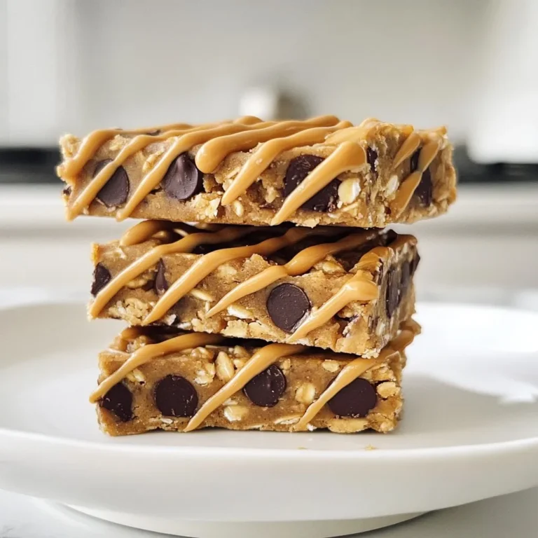 To make these Peanut Butter Chocolate Chip Energy Bars, you will need the following ingredients: - 1 cup natural peanut butter (preferably smooth) - 1/2 cup honey or maple syrup (your choice for sweetness) - 1 cup rolled oats (old-fashioned for best texture) - 1/2 cup protein powder (choose vanilla or chocolate for flavor) - 1/2 cup dark chocolate chips (semi-sweet or bittersweet) - 1/4 cup chopped nuts (almonds or walnuts work well) - 1 teaspoon pure vanilla extract - 1/2 teaspoon salt These ingredients work together to create a tasty and nutritious snack. The peanut butter adds creaminess and protein, while the honey or maple syrup adds sweetness. Rolled oats give the bars a chewy texture. Protein powder boosts the protein content, and dark chocolate chips add a yummy chocolate flavor. Chopped nuts add crunch, and vanilla extract enhances the taste. Finally, salt balances the sweetness. Each ingredient plays a key role in making these bars delicious and satisfying. {{ingredient_image_2}} 1. Start by mixing the natural peanut butter and honey or maple syrup. Use a large bowl. Whisk them together until smooth and creamy. Make sure there are no lumps. 2. Next, add the pure vanilla extract and salt. Stir these in well so they blend evenly into the mix. 3. Gradually incorporate the rolled oats and protein powder. Fold them in gently. Mix until all dry ingredients are fully combined with the wet mixture. You want a nice, even consistency. 4. Now, it’s time to fold in the dark chocolate chips and chopped nuts. Gently stir to spread them throughout the mixture. This ensures you get a bit of chocolate and nuts in every bite. 1. Prepare your baking dish by lining it with parchment paper. An 8x8 inch dish works best. This lining helps with easy removal later. 2. Transfer the energy bar mixture into the lined dish. Use a spatula or your hands to press it down firmly. Make sure it is packed tightly to avoid crumbling. 3. Cover the dish with plastic wrap or a lid. Place it in the refrigerator for at least 1 hour. This helps the mixture firm up, making it easier to cut into bars. 4. After chilling, lift the mixture out using the parchment paper edges. Place it on a cutting board. Cut into bars of your preferred size. Enjoy your tasty and healthy snack! Alternatives for peanut butter If you need a change, try almond butter or sunflower seed butter. Both options give a nice flavor and texture. They also work well in this recipe. Sweetener options You can swap honey for agave syrup or brown rice syrup. These sweeteners add a unique taste. Feel free to adjust the amount based on your sweetness preference. Types of protein powder Choose a protein powder that fits your taste. Vanilla or chocolate are great choices. If you're vegan, look for plant-based protein options. Ensuring proper mixing Mix the wet ingredients well to avoid lumps. This helps the bars hold together better. A smooth mix makes for a tasty bar. Techniques for packing the mixture When you press the mixture into the dish, use your hands or a spatula. Make sure to pack it tightly. This prevents the bars from crumbling when you cut them. Cutting and serving tips Use a sharp knife when cutting the bars. This gives you clean edges. Store them in parchment paper for easy grabbing. You can also drizzle extra peanut butter on top for a fun twist! Pro Tips Storage Solution: Keep the energy bars in an airtight container in the refrigerator for up to a week to maintain freshness. Nut Butter Variation: Experiment with different nut butters like almond or cashew for a unique flavor twist! Protein Boost: Add a scoop of your favorite superfood powder, such as spirulina or maca, to enhance the nutritional profile. Flavor Enhancer: Mix in a pinch of cinnamon or a dash of cocoa powder for an extra layer of flavor in your bars. {{image_4}} You can make these bars even more fun! Try adding mix-ins like dried fruits or seeds. - Dried Fruits: Chopped dates, raisins, or cranberries add natural sweetness and chewiness. - Seeds: Chia seeds or pumpkin seeds give a nice crunch and boost nutrition. You can also switch nut butters for a new taste. Almond butter, cashew butter, or sunflower seed butter work great. Each choice brings a unique flavor and texture. If you want vegan options, substitute honey with maple syrup. This keeps the sweetness while making it plant-based. For gluten-free bars, make sure to use certified gluten-free oats. This keeps the bars safe for those with gluten allergies. You can enjoy these tasty treats no matter your diet! To keep your Peanut Butter Chocolate Chip Energy Bars fresh, use proper storage methods. For short-term storage, place the bars in an airtight container. This keeps them moist and tasty for about a week at room temperature. If you plan to store them long-term, consider freezing. Wrap each bar in plastic wrap, then place them in a freezer bag. This method helps prevent freezer burn and keeps flavors intact. How long do these energy bars last? When stored at room temperature, they last about one week. If you freeze them, they can stay fresh for up to three months. Freezing is a great option for meal prep. Just take out a bar when you need a quick snack or energy boost. Always let them thaw at room temperature for the best texture. Can I substitute ingredients in the recipe? Yes, you can swap some ingredients. Use almond butter or sunflower seed butter for a different flavor. Maple syrup works as a sweetener if you prefer it over honey. For oats, quick oats can replace rolled oats in a pinch. How to make these bars nut-free? To make nut-free bars, use sunflower seed butter instead of peanut butter. You can also skip the chopped nuts entirely. This keeps the taste great while making it safe for those with nut allergies. What is the calorie count per bar? Each bar has about 150-200 calories. The total depends on the ingredients you use, especially the sweetener and protein powder. Are these energy bars healthy? Yes, these bars are healthy! They contain good fats, protein, and fiber. The oats provide energy, while dark chocolate adds antioxidants. Enjoy them as a snack or post-workout boost. Where to buy pre-packaged versions? You can find pre-packaged energy bars at grocery stores or health food shops. Check the snack aisle or the organic section for various options. Recommended brands for energy bars Some great brands include RXBAR, Larabar, and KIND. They offer tasty bars with clean ingredients. Always check the label to find what fits your needs best. You learned how to make delicious energy bars using simple ingredients. We discussed mixing natural peanut butter, honey, and oats to create a tasty treat. You can customize your bars with different flavors and ingredients. Remember, proper storage keeps them fresh longer. With these tips and tricks, you can enjoy healthy snacks whenever you want. Try making your own energy bars and see how easy and fun it can be!