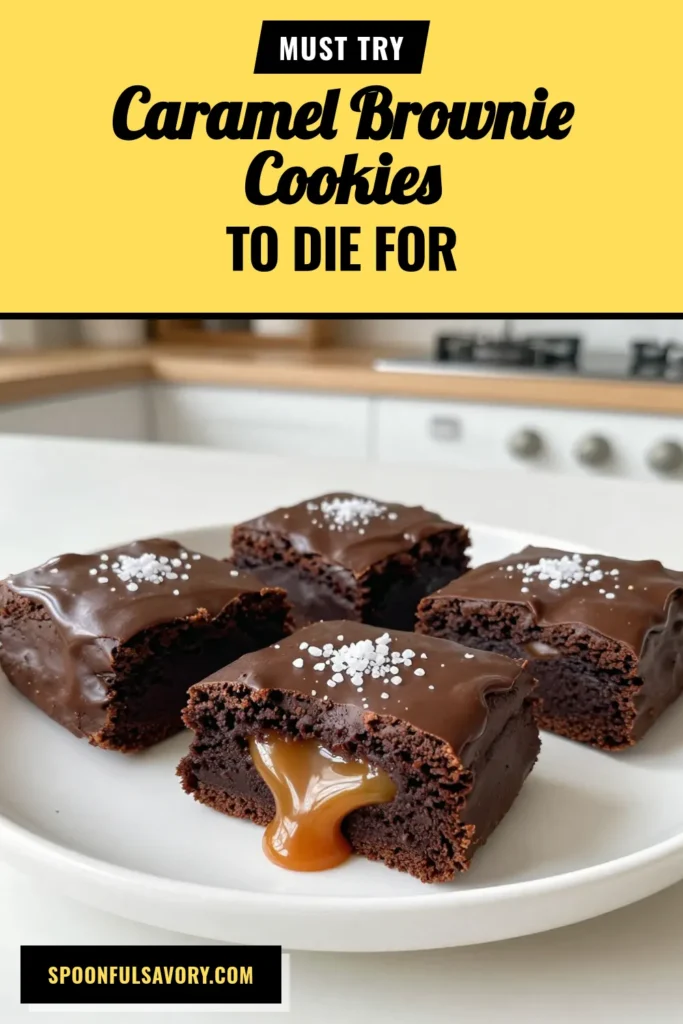 Indulge in the ultimate treat with these caramel stuffed brownie cookies! This decadent brownie cookies recipe brings together rich chocolate and gooey caramel for a chewy cookie dessert you'll crave. Perfect for every homemade cookie recipe lover, these chewy caramel cookies are easy to make and will wow your family and friends. Don&rsquo;t wait&mdash;try this recipe today! #BrownieCookies #CookieRecipes #DessertIdeas #BakingFun