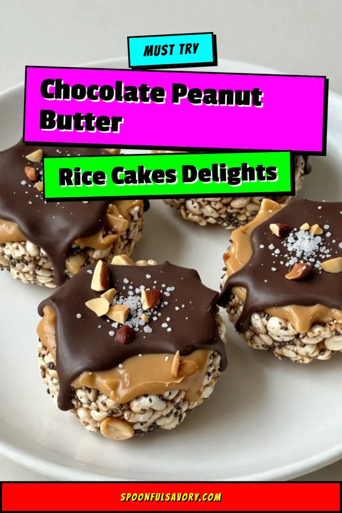 Discover the perfect no-bake chocolate dessert with these Chocolate Peanut Butter Rice Cake Snacks! Made with just rice cakes, creamy peanut butter, and rich dark chocolate, these healthy rice cake snacks are quick and easy to whip up. Ideal for satisfying your sweet tooth, these peanut butter chocolate treats offer a delightful crunch. Save this easy rice cake recipe for your next snack time and enjoy a guilt-free indulgence! #ChocolatePeanutButter #NoBakeDessert #HealthySnacks #RiceCakeRecipe