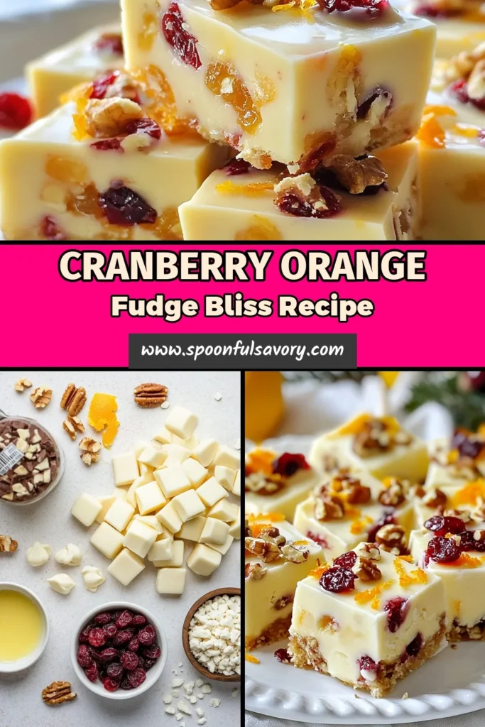 Indulge in the festive flavors of Cranberry Orange Fudge, a deliciously easy white chocolate fudge recipe perfect for your holiday celebrations. This no-bake fudge treat combines the sweetness of white chocolate with tart cranberries and zesty orange for a delightful dessert. Whip up this easy fudge dessert in just 15 minutes and enjoy a sweet treat for weeks! Save this holiday fudge recipe for your gatherings! #CranberryOrangeFudge #HolidayFudgeRecipes #EasyFudgeDesserts #NoBakeFudgeTreats