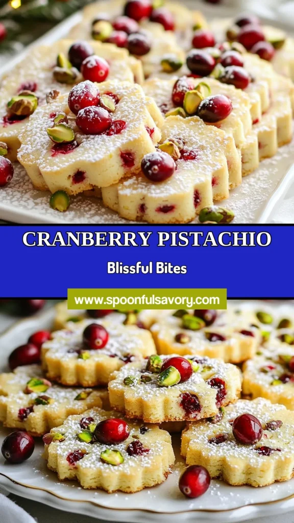 Indulge in the delightful taste of these Cranberry Pistachio Shortbread cookies, the perfect festive cookie recipe! This easy shortbread cookies recipe combines buttery shortbread cookies with tangy cranberries and crunchy pistachios for a homemade holiday treat. Get ready to impress your family and friends with these delicious cookies&mdash;ideal for any celebration! Click to get the full recipe and start baking today! #CranberryPistachioShortbread #FestiveCookies #HolidayBaking #CookieRecipe
