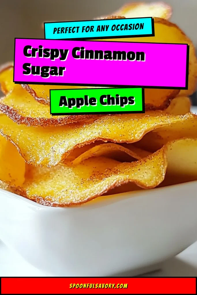 Looking for a delicious and healthy snack? Try this easy baked apple chips recipe! These crunchy apple chips, coated in cinnamon sugar, make the perfect cinnamon sugar snacks for any craving. With just a few ingredients, you can create homemade apple chips that are both satisfying and guilt-free. Get your apples ready and crunch away! Save this recipe now for a delightful treat later! #BakedAppleChips #HealthySnacks #CinnamonSugar #AppleChips