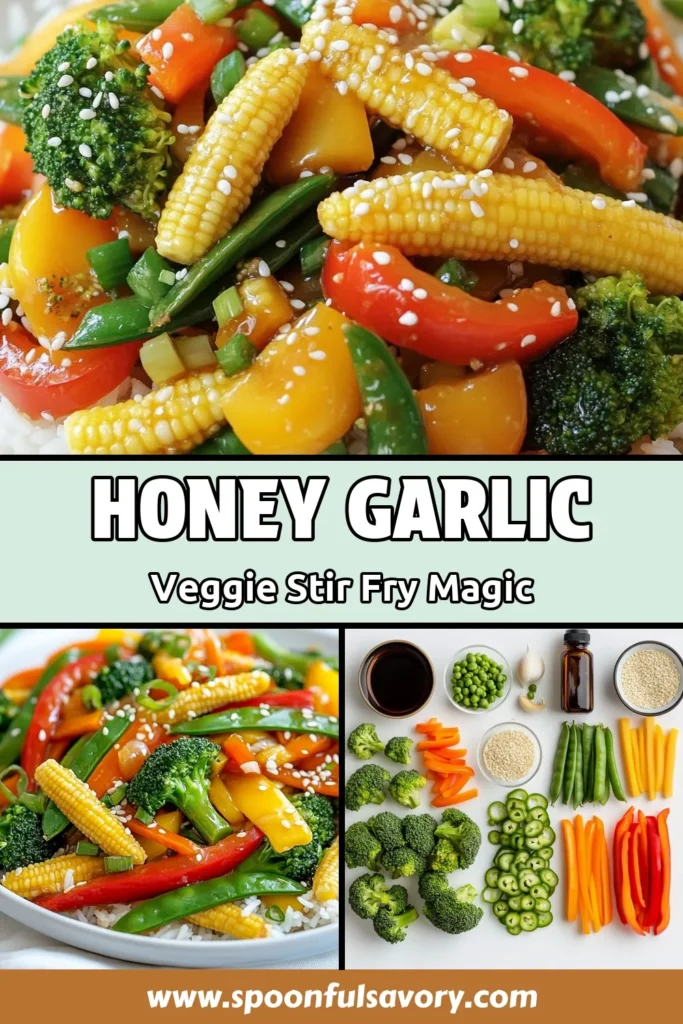 Discover the ultimate honey garlic stir fry with this easy veggie stir fry recipe! Packed with fresh vegetables like broccoli, bell peppers, and snap peas, this healthy vegetable stir fry is quick to make and bursting with flavor. Ready in just 15 minutes, this quick stir fry with honey is perfect for busy weeknights. Try this delicious honey garlic sauce recipe and elevate your meal today! Save for later and enjoy! #VeggieStirFry #HealthyMeals #HoneyGarlic #QuickRecipes