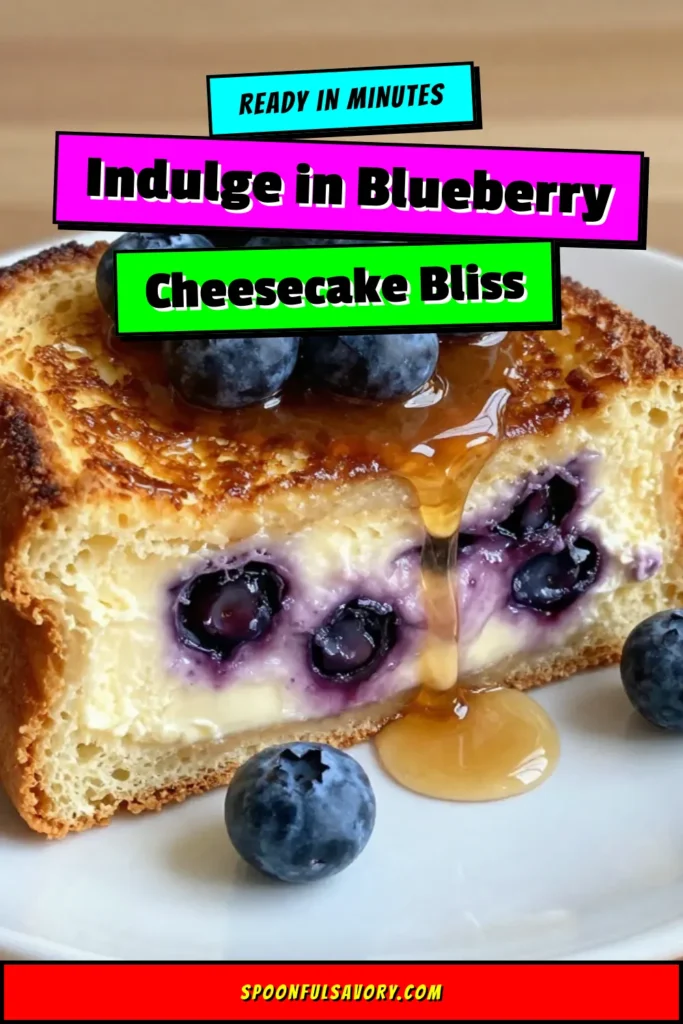 Indulge in this Blueberry Cheesecake French Toast, the perfect blend of creamy cheese and fresh blueberries! These Stuffed French Toast Recipes are a delightful twist on your morning routine, featuring a rich cream cheese filling. This Blueberry French Toast Casserole brings a sweet start to any day. Try out this easy breakfast brunch idea that&rsquo;s sure to impress. Save the recipe and dive into deliciousness! #BlueberryCheesecakeFrenchToast #StuffedFrenchToast #BreakfastBrunchIdeas #CreamCheeseFrenchToast