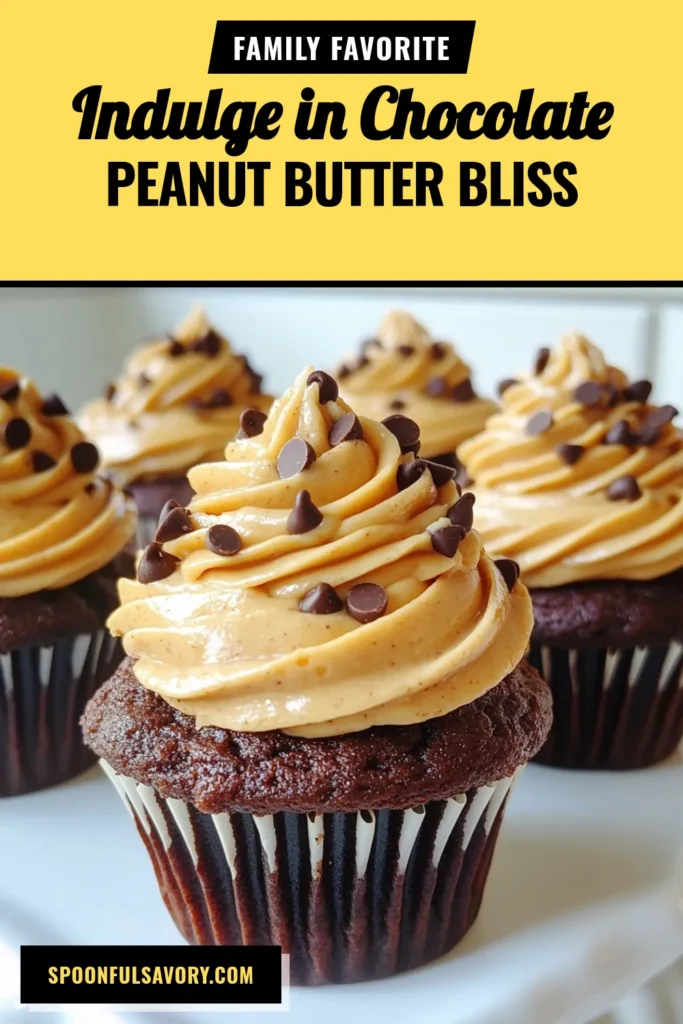 Indulge in these chocolate peanut butter cupcakes that are sure to satisfy your sweet tooth! This decadent cupcakes recipe offers a perfect balance of rich chocolate and creamy peanut butter frosting. With this easy cupcake recipe, you can create homemade chocolate cupcakes that impress everyone. Save this recipe now to enjoy these delightful treats at your next gathering! #ChocolatePeanutButterCupcakes #Dessert #Baking #Cupcakes