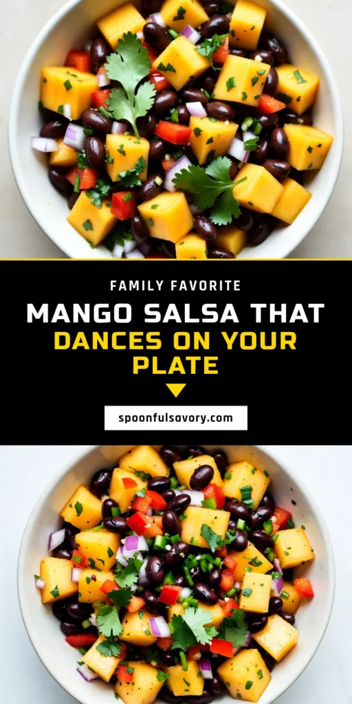 Discover a refreshing Mango Salsa Recipe that's perfect for any occasion! This Mango Black Bean Salsa combines sweet mango, hearty black beans, and zesty lime for a light and healthy appetizer. With easy prep and vibrant flavors, it's a must-try. Perfect for gatherings, this dish fits right into your collection of fresh salsa ideas and healthy salsa recipes. Save this easy appetizer recipe for your next party! #MangoSalsa #BlackBeanSalsa #HealthyRecipes #Appetizers