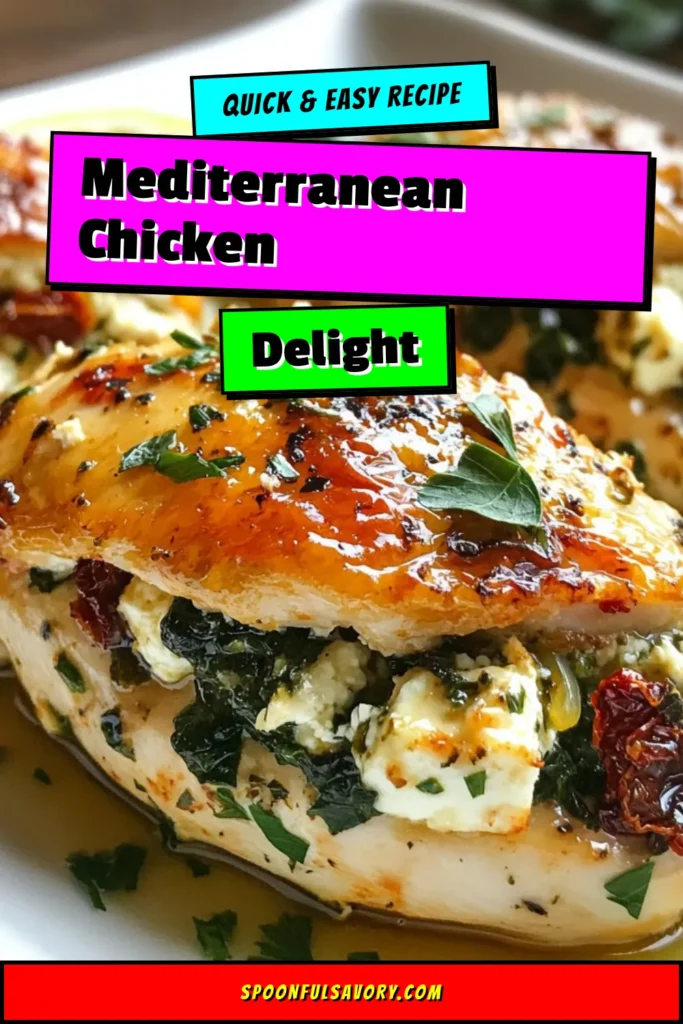 Discover this delicious Mediterranean stuffed chicken recipe that combines juicy chicken breasts with a flavorful filling of feta cheese, sun-dried tomatoes, and olives. Perfect for healthy dinner ideas, this Greek chicken recipe is both simple and satisfying. Impress your family with this easy feta cheese chicken recipe that takes just 50 minutes! Save it now for your next meal! #MediterraneanStuffedChicken #HealthyDinner #FetaCheese #EasyChickenDinnerIdeas