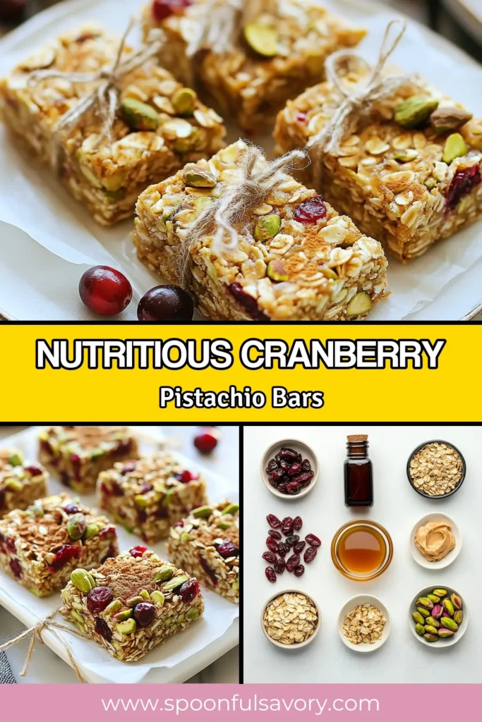 Discover the perfect recipe for Cranberry Pistachio Energy Bars, a delightful homemade treat that's ideal for your snack cravings! These healthy snack bars are no-bake and packed with wholesome ingredients like almond butter, oats, and dried fruits. Enjoy a quick and nutritious bite that's easy to make and store. Try this healthy snack bars recipe today and fuel your day with energy! Save this for your next kitchen adventure! #EnergyBars #HealthySnacks #NoBakeRecipes #HomemadeSnack