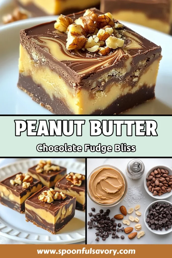 Indulge in this creamy Peanut Butter Chocolate Fudge that's a must-try for sweet lovers! This easy fudge recipe combines rich semi-sweet chocolate and smooth peanut butter for a delightful no-bake chocolate treat. Perfect for parties or a simple dessert, this swirled fudge recipe is incredibly simple and requires just a few ingredients. Don&rsquo;t miss out&mdash;save this recipe for your next sweet craving! #PeanutButterChocolateFudge #EasyFudgeRecipe #NoBakeTreats #CreamyDessert