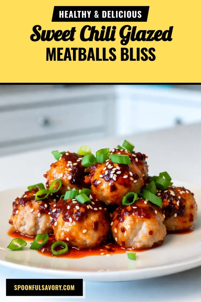 Discover the perfect recipe for sweet chili meatballs that will delight your taste buds! These baked meatballs made with ground chicken are coated in a savory meatball glaze featuring an easy sweet chili sauce. Ideal for any occasion, this easy sweet chili meatballs recipe takes just 45 minutes to prepare, making it a great choice for busy weeknights. Try it today and elevate your meal! #SweetChiliMeatballs #BakedMeatballs #GroundChickenMeatballs #EasyRecipes