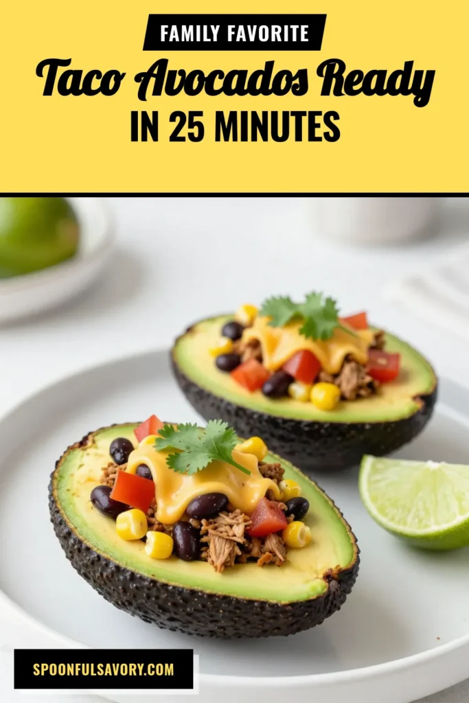 Discover a delicious and healthy avocado recipe with this Taco Stuffed Avocados recipe! Perfect as an easy taco meal, this ground turkey avocado dish is loaded with flavor. Simply prepare your taco filling with black beans, corn, and fresh ingredients, then stuff it into ripe avocados. Your family will love this Mexican-inspired stuffed avocados dish. Try it tonight! #HealthyEating #TacoRecipe #AvocadoLovers #MexicanFood