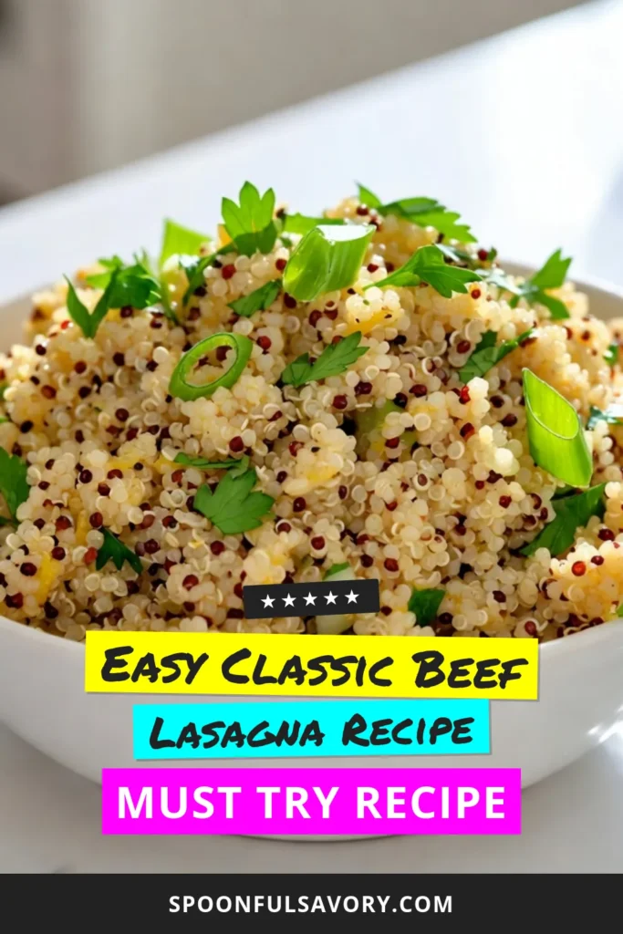 Discover the perfect Zesty Lemon Garlic Quinoa Recipe that’s a must-try for healthy eating! This Easy Quinoa Recipe transforms simple quinoa into a flavorful, Healthy Quinoa Salad or a delicious Vegetarian Quinoa Bowl. Packed with vibrant lemon and garlic flavors, it makes an ideal Zesty Quinoa Side Dish for any meal. Try it today and elevate your dining experience! Save this recipe for a nutritious boost! #QuinoaRecipes #HealthyEating #VegetarianRecipes #CleanEating