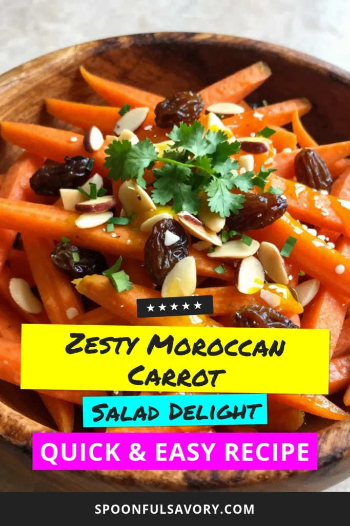 Discover the delicious world of Moroccan carrot salad with this vibrant spiced carrot recipe that&rsquo;s perfect for any occasion! This healthy Moroccan salad combines grated carrots, raisins, and nuts, all tossed in a flavorful dressing. Ideal as a vegan carrot salad or a Mediterranean side dish, it&rsquo;s not only nutritious but also easy to make. Try this recipe today, and elevate your meal! Save for later! #MoroccanCarrotSalad #HealthyRecipes #VeganSalad #MediterraneanFood