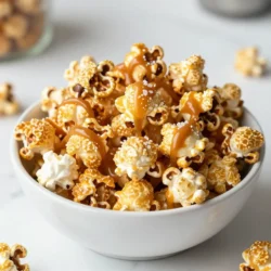 - 1 cup popped popcorn kernels - 1 cup granulated sugar - 1/4 cup unsalted butter - 1/4 cup light corn syrup - 1/2 teaspoon baking soda - 1/2 teaspoon fine sea salt - 1 teaspoon pure vanilla extract - 1 cup semisweet chocolate chips - Extra sea salt for sprinkling I love making this chocolate caramel popcorn. It starts with the main ingredients: popped popcorn kernels, granulated sugar, and unsalted butter. These create the base for our sweet treat. Next, we add light corn syrup. This syrup helps the caramel stick to the popcorn. The baking soda and fine sea salt balance the sweetness. The pure vanilla extract gives it a rich flavor. For toppings, semisweet chocolate chips are a must. They melt beautifully and add a nice contrast to the caramel. A sprinkle of extra sea salt on top is the finishing touch. It enhances that sweet and salty flavor, making it even more irresistible! {{ingredient_image_2}} 1. Preheat your oven to 250&deg;F (120&deg;C). This low heat helps the popcorn bake evenly. 2. Pop 1 cup of popcorn kernels. You can use any method you like. Once popped, put the popcorn in a big bowl. Look through the popcorn to find any unpopped kernels. Remove them to keep everyone safe. 1. In a medium saucepan, mix 1 cup of granulated sugar, 1/4 cup of unsalted butter, 1/4 cup of light corn syrup, and 1/2 teaspoon of fine sea salt. 2. Cook this mixture over medium heat. Stir it often until it starts to bubble and boil. 3. Once it boils, stop stirring and cook it for 4-5 minutes. Watch closely as it changes to a nice golden brown color. 4. When it looks perfect, take it off the heat. Quickly stir in 1/2 teaspoon of baking soda and 1 teaspoon of pure vanilla extract. Be careful! The mixture will bubble up. 1. Pour the warm caramel sauce over the popcorn. Use a spatula or spoon to gently mix it in. Make sure all the popcorn is covered. 2. Line a baking sheet with parchment paper. Spread the caramel popcorn evenly on the sheet. 3. Place it in the preheated oven for 30 minutes. Stir every 10 minutes to coat all pieces well. 4. After baking, take it out and let it cool for about 15 minutes. The caramel will harden. 5. While it cools, melt 1 cup of semisweet chocolate chips in the microwave. Heat in 30-second bursts, stirring until smooth. 6. Drizzle the melted chocolate over the popcorn. Make sure it&rsquo;s spread out well. 7. Before the chocolate sets, sprinkle some extra sea salt on top. This adds a great salty-sweet flavor. 8. Allow the chocolate caramel popcorn to sit at room temperature or place it in the fridge to speed up the hardening. Once set, break it into bite-sized pieces and enjoy! To make great caramel, you need the right mix of sugar and butter. Combine one cup of granulated sugar, a quarter cup of unsalted butter, and a quarter cup of light corn syrup in a saucepan. Heat this on medium, stirring until it bubbles. Timing is key when cooking caramel. Once it boils, stop stirring. Let it cook for four to five minutes. Watch closely as it changes to a golden brown color. This is when it gets sticky and sweet. For melting chocolate, the microwave is my favorite method. Place one cup of semisweet chocolate chips in a bowl. Heat them in 30-second intervals. Stir between each interval until they are smooth. This helps prevent clumps. If you prefer, you can use a double boiler. Put chocolate in a bowl over boiling water. Stir gently until melted. This method gives you more control. When serving chocolate caramel popcorn, think outside the box. Use decorative bowls for a fun look. For parties, pack popcorn in clear bags tied with ribbons. This adds a festive touch. Chocolate caramel popcorn is perfect for movie nights or birthday parties. Its sweet and salty flavor appeals to many. You can also serve it at holidays or family gatherings. Pro Tips Use Fresh Popcorn Kernels: Ensure your popcorn kernels are fresh for the best popping results. Old kernels may not pop effectively, leading to fewer fluffy pieces. Monitor the Caramel Color: When cooking the caramel, keep an eye on the color change. A light golden brown indicates it's ready; too dark can lead to a bitter taste. Mix Quickly: Once you add the baking soda to the hot caramel, mix quickly to prevent clumping. This will help ensure an even coating on the popcorn. Experiment with Chocolates: Feel free to use different types of chocolates such as dark or white chocolate for drizzling. Each will add a unique flavor profile to your popcorn. {{image_4}} You can customize your chocolate caramel popcorn in many fun ways. Adding nuts or dried fruits is a great option. Chopped pecans or almonds give a nice crunch. Dried cranberries or apricots add a sweet touch. You can also reflect seasonal flavors. In fall, try adding pumpkin spice. In summer, use fresh berries to brighten the flavor. If you're looking for healthier choices, try air-popped popcorn. It has no added oil and keeps the calories low. You can also switch to dark chocolate. Dark chocolate has less sugar and more antioxidants. It's a tasty way to enjoy a sweet treat without all the guilt. For those with allergies, substitutions work wonders. You can replace butter with coconut oil. This keeps your popcorn rich and tasty. Use brown rice syrup instead of corn syrup. It gives a nice caramel flavor without allergens. For chocolate lovers with dairy issues, dairy-free chocolate is an excellent choice. It melts just as well and tastes great! To keep chocolate caramel popcorn fresh, store it in an airtight container. This prevents air and moisture from ruining its crunch. Glass jars or plastic containers work well. Make sure to seal the lid tightly. Avoid using paper or cardboard. These materials let in air and moisture, which can lead to sogginess. You can keep chocolate caramel popcorn for about one week. After that, it may lose its crispness. If you notice a stale taste, it&rsquo;s time to toss it out. Look for signs of spoilage, like an off smell or unusual color. If the popcorn feels soft instead of crunchy, it&rsquo;s best to discard it. If your popcorn loses its crunch, you can refresh it. Spread it out on a baking sheet. Heat it in a 250&deg;F oven for about 10 minutes. This will help dry it out and restore some crunch. Avoid microwaving, as it can make the popcorn chewy. Enjoy your popcorn fresh and crisp! To make chocolate caramel popcorn from scratch, follow these easy steps: 1. Preheat your oven to 250&deg;F (120&deg;C). 2. Pop 1 cup of popcorn kernels using your favorite method. 3. In a saucepan, mix 1 cup of sugar, 1/4 cup of butter, 1/4 cup of corn syrup, and 1/2 teaspoon of salt. Heat this mixture until it boils. 4. Cook for 4-5 minutes until it turns golden brown. 5. Remove from heat and stir in 1/2 teaspoon of baking soda and 1 teaspoon of vanilla. 6. Pour the caramel over the popcorn and mix well. 7. Spread it on a baking sheet lined with parchment paper. 8. Bake for 30 minutes, stirring every 10 minutes. 9. Let it cool for 15 minutes. 10. Melt 1 cup of chocolate chips and drizzle over the popcorn. 11. Sprinkle with extra sea salt and let it set. Each step builds flavor and texture, making this treat truly special. Yes, you can use pre-made caramel sauce. Here are the pros and cons: Pros: - Saves time and effort. - Consistent flavor and texture. - Easy to find in stores. Cons: - May contain additives or preservatives. - Flavor might not match homemade caramel. - Less control over sweetness and saltiness. If you choose to go this route, warm the sauce slightly before pouring it over the popcorn for better coating. Yes, you can make chocolate caramel popcorn vegan. Here are some alternatives: - Butter: Use vegan butter or coconut oil. - Sugar: Opt for organic sugar, which is often vegan-friendly. - Chocolate: Choose dairy-free chocolate chips. - Corn Syrup: You can use maple syrup or agave syrup as substitutes. These swaps keep the flavor while making it suitable for a vegan diet. Making chocolate caramel popcorn is a fun and tasty project. We covered the key ingredients, like popcorn, sugar, and butter, along with tips for perfect caramel and chocolate. You can add nuts or dried fruit for extra flavor. Remember to store it properly to keep it fresh. Enjoy this treat for movie nights or special occasions. With the right steps, you can create a delicious snack that everyone will love. Happy popping!
