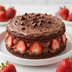 To make a delicious Chocolate Strawberry Icebox Cake, you will need the following ingredients: - 1 lb fresh strawberries, hulled and sliced - 2 cups heavy whipping cream - 1/2 cup powdered sugar - 1 teaspoon pure vanilla extract - 12 ounces chocolate wafer cookies - 2 tablespoons unsweetened cocoa powder - A pinch of sea salt - Chocolate shavings or curls, for garnish These ingredients come together to create a rich, creamy dessert. The fresh strawberries add a nice contrast to the chocolate. Heavy whipping cream is essential to get that light, fluffy texture. The chocolate wafer cookies give the cake its structure and crunch. Cocoa powder intensifies the chocolate flavor, while powdered sugar sweetens the cream. Don't forget the sea salt; it enhances all the flavors! For garnish, chocolate shavings or curls add a touch of elegance. You can customize this cake by using different berries or toppings. Enjoy gathering these ingredients and getting ready for a fun, no-bake treat! {{ingredient_image_2}} To start, gather your ingredients in a large bowl. You need heavy whipping cream, powdered sugar, vanilla extract, cocoa powder, and a pinch of sea salt. Using an electric mixer, whip the mixture on medium-high speed. In about 3 to 5 minutes, you will see stiff peaks form. Stiff peaks are key because they help hold the cake together. If you don't get stiff peaks, the cream may not stay fluffy. Next, grab a 9x13 inch baking dish. Spread a thin layer of whipped chocolate cream on the bottom. This layer acts as the base. Now, take 6 to 8 chocolate wafer cookies and place them on top. Arrange them so they slightly overlap. Then, add half of the sliced strawberries over the cookies. Follow this with another layer of whipped chocolate cream to cover the strawberries well. Now, repeat the layering. Add another set of chocolate wafer cookies, then the rest of the strawberries. Finish with one last layer of whipped chocolate cream. Smooth the top gently with a spatula. Cover the dish tightly with plastic wrap and place it in the fridge. Let it chill for at least 4 hours. For best results, let it sit overnight. This will let the cookies soften and flavors mix well. To make the best whipped cream, whip until you see stiff peaks. This means the cream holds its shape well. Be careful not to over-whip it. If you do, the cream can turn grainy. If you want a lighter texture, try using whipped topping instead. It saves time and makes your cake airy. Even layers are key to a great icebox cake. Start with a thin layer of whipped cream on the bottom. This helps the cookies stick. When placing the cookies, overlap them slightly. This keeps the layers from separating. Make sure to evenly spread the strawberries. This helps every bite taste amazing. Let your cake chill for at least 4 hours. If you can, let it sit overnight. This helps the flavors blend and the cookies soften. Don&rsquo;t forget to cover the dish tightly with plastic wrap. This keeps the cake fresh and prevents odors from the fridge. Pro Tips Whip it Good: Make sure to whip the cream until stiff peaks form. This will ensure that your layers hold up beautifully and provide a rich texture to the cake. Layer Smart: For even flavor distribution, make sure to evenly spread the whipped cream and strawberries in each layer. This will enhance the overall taste in every bite. Chill Time: Allowing the cake to chill overnight is ideal, as it gives the cookies time to soften and the flavors to meld together for a more delicious dessert. Presentation Matters: Before serving, garnish with chocolate shavings and fresh strawberry slices. This not only makes the cake visually appealing but also adds a delightful touch of flavor. {{image_4}} You can change the flavor of your Chocolate Strawberry Icebox Cake. Try using different berries. Blueberries or raspberries can add a fun twist. They give a fresh taste and nice color. You can also add flavored extracts. Almond extract adds a warm, nutty note. Mint extract can bring a refreshing kick. Just use a small amount, about half a teaspoon, to start. You can always taste and add more if needed. While chocolate shavings are great, you can switch it up. Consider using crushed nuts for a crunchy texture. Walnuts or almonds work well. They add a nice contrast to the creamy layers. Another option is shredded coconut. It gives a tropical feel and a chewy bite. You can toast the coconut for extra flavor. This makes your cake even more special and unique. How long can the cake last in the fridge? Your Chocolate Strawberry Icebox Cake can last up to 5 days in the fridge. Make sure to cover it well with plastic wrap. This keeps it fresh and prevents it from absorbing other smells. What are the steps for freezing and thawing? You can freeze this cake for up to 3 months. First, slice the cake into squares. Wrap each piece in plastic wrap, then place them in an airtight container. When you want to eat it, move the cake to the fridge to thaw overnight. This way, it stays moist and tasty. What are the best methods for serving leftovers? To serve leftovers, take the cake out of the fridge. Let it sit for about 10 minutes at room temperature. This helps the flavors pop. You can add fresh strawberries or a drizzle of chocolate syrup on top. This makes each slice look pretty and inviting! Yes, you can make this cake ahead of time. In fact, it tastes better when chilled overnight. To prepare in advance, follow the recipe steps and layer the cake. After assembling, cover it tightly with plastic wrap. Place it in the fridge for at least four hours, but overnight is best. This gives the cookies time to soften and soak up the flavors. Absolutely! If you need a dairy-free option, use coconut cream instead of heavy whipping cream. For gluten-free, choose gluten-free chocolate wafer cookies. Make sure to check the labels of all products to confirm they fit your dietary needs. You can also use maple syrup instead of powdered sugar for a different sweetness. To store leftovers, keep the cake in the fridge. Cover it well with plastic wrap or foil to keep it fresh. Eat the cake within three days for the best flavor and texture. If you notice the cookies getting too soft, consider serving them in a bowl. This way, you still enjoy those great flavors without losing the cake's form. You can create a delicious chocolate strawberry cake with simple ingredients. Fresh strawberries, whipped cream, and chocolate cookies come together for a tasty treat. Follow the steps to whip the cream and layer the ingredients. Use tips to perfect your technique and try different flavors to customize your cake. Store it well to keep it fresh. This cake is fun to make and share. Explore variations and enjoy every bite!