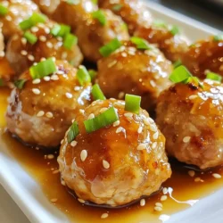 To make honey garlic chicken meatballs, gather these key items: - 1 pound ground chicken - 1/4 cup breadcrumbs - 1/4 cup grated Parmesan cheese - 1/4 cup minced green onions (plus extra for garnish) - 2 cloves garlic, minced - 1 large egg - 1 teaspoon salt - 1/2 teaspoon black pepper - 1/4 teaspoon red pepper flakes (optional) - 1/2 cup honey - 1/4 cup low sodium soy sauce - 1 tablespoon apple cider vinegar - 1 tablespoon sesame oil These ingredients combine to create juicy and tasty meatballs. For a twist, try these optional ingredients: - 1/4 teaspoon ginger, minced - 1 tablespoon fresh cilantro, chopped - 1 tablespoon sesame seeds (for mixing) Adding these elements can enhance your meatballs and bring new flavors. To make your dish pop, use these garnishes: - Sesame seeds - Extra green onions, sliced Garnishing adds a nice look and a fresh taste to your honey garlic chicken meatballs. {{ingredient_image_2}} Start by preheating your oven to 400&deg;F (200&deg;C). This step is key. It helps the meatballs cook evenly and get that nice golden color. Line a baking sheet with parchment paper. This makes for easy cleanup later. In a large bowl, combine the following ingredients: - 1 pound ground chicken - 1/4 cup breadcrumbs - 1/4 cup grated Parmesan cheese - 1/4 cup minced green onions - 2 cloves garlic, minced - 1 large egg - 1 teaspoon salt - 1/2 teaspoon black pepper - 1/4 teaspoon red pepper flakes (optional) Use your hands or a spoon to mix everything well. Make sure it&rsquo;s all combined nicely. This ensures that each meatball has great flavor. Now, take portions of the mixture and roll them into balls. Aim for about 1 inch in diameter. Place them on the baking sheet. Make sure to space them apart. This helps them cook evenly. Bake for 20-25 minutes. They should turn golden brown and be fully cooked when they reach 165&deg;F (74&deg;C). While the meatballs bake, let&rsquo;s make the sauce. In a small saucepan over medium heat, mix: - 1/2 cup honey - 1/4 cup low sodium soy sauce - 1 tablespoon apple cider vinegar - 1 tablespoon sesame oil Heat this until it simmers. Cook for about 5 minutes. Stir occasionally to keep the sauce smooth. It will thicken slightly as it cooks. Once the meatballs are done, transfer them to a large mixing bowl. Pour the warm honey garlic sauce over them. Gently toss to coat each meatball evenly. Let the meatballs rest for a few minutes. This lets them soak up all the tasty sauce. Serve them hot, garnished with sesame seeds and sliced green onions. Enjoy every bite! To get great meatballs, mix the ground chicken gently. Overmixing makes them tough. Use breadcrumbs for a light texture. The egg helps bind the meatballs together. Aim for about one inch in size for even cooking. This size allows them to stay juicy inside while browning nicely outside. If you want a healthier twist, use ground turkey instead of chicken. You can swap breadcrumbs for oats or almond flour. This change adds fiber and lowers carbs. For a dairy-free option, try nutritional yeast in place of Parmesan cheese. You can also use low-sugar honey or sugar-free syrup in the sauce. If your meatballs fall apart, check your mixture. You may need more egg or breadcrumbs. If they seem dry, add a splash of broth or olive oil. For an overly salty taste, balance it with extra honey in the sauce. If they burn, lower the oven temperature and keep an eye on them. Pro Tips Use Fresh Ingredients: Always use fresh garlic and green onions for a more vibrant flavor in your meatballs. Mix Gently: When combining the meatball ingredients, mix gently to avoid overworking the chicken, which can lead to tough meatballs. Check the Temperature: Use a meat thermometer to ensure the meatballs reach an internal temperature of 165&deg;F (74&deg;C) for fully cooked chicken. Let Them Rest: Allow the meatballs to rest after coating them in sauce for a few minutes to enhance the flavor absorption. {{image_4}} You can switch up the protein in these meatballs. Ground turkey works great. It gives a lighter taste. If you want something richer, try ground beef. For a veggie option, use lentils or chickpeas. Just mash them well and bind with breadcrumbs and egg. The honey garlic sauce is sweet and savory. But you can change the flavor. For a spicy kick, add more red pepper flakes. You can also mix in some ginger for warmth. If you like tangy flavors, try adding lime juice. This will give the sauce a fresh twist. These meatballs shine on their own. But they pair well with sides. Serve them over rice or noodles for a full meal. You can also add a fresh salad to balance the dish. For a fun twist, make sliders with small buns. Garnish with extra green onions and sesame seeds for a pop of color. After enjoying your honey garlic chicken meatballs, you may have some left. To store them, let them cool first. Place the meatballs in an airtight container. This keeps them fresh for up to three days in the fridge. If you used the honey garlic sauce, keep it separate to avoid sogginess. When you&rsquo;re ready to eat the leftovers, reheating is easy. You can use a microwave or oven. For the microwave, place the meatballs on a plate. Heat for about 1-2 minutes, checking if they are warm. If using an oven, preheat it to 350&deg;F (175&deg;C). Bake the meatballs for 10-15 minutes. This warms them up and keeps them juicy. Freezing is a great way to save time. To freeze, let the meatballs cool completely. Arrange them on a baking sheet in a single layer. Freeze for about 1-2 hours until firm. Then, place them in a freezer bag or container. They can last up to three months in the freezer. When you want to eat them, thaw in the fridge overnight before reheating. Yes, you can make these meatballs ahead of time. Simply prepare the meatballs and store them in the fridge. They stay fresh for up to two days. You can also freeze them. Wrap each meatball in plastic wrap and place them in a freezer bag. They can last up to three months in the freezer. When you&rsquo;re ready, just bake them from frozen or let them thaw in the fridge overnight. If you want a different meat, you can use ground turkey or ground pork. Both options work well. You can even try ground beef for a richer taste. For a lighter option, you can use ground tofu for a vegetarian twist. Just make sure to adjust seasoning to fit the new meat. You can tell the meatballs are done when they turn golden brown. The best way is to check the internal temperature. Use a meat thermometer and look for 165&deg;F (74&deg;C). If you don&rsquo;t have a thermometer, cut one meatball in half. The inside should be no longer pink, and the juices should run clear. Yes, a slow cooker works great for these meatballs. After you mix and shape the meatballs, place them in the slow cooker. Pour the honey garlic sauce over them. Set the cooker on low for about 4 hours or on high for 2 hours. This method makes the meatballs super tender and full of flavor. To make honey garlic chicken meatballs, you need simple ingredients and steps. We explored key ingredients and tasty options for flavor. You learned how to mix, form, and bake meatballs. We discussed tips for the best texture and how to store leftovers. Now, you can serve these delicious meatballs in many ways. Enjoy experimenting with different proteins and sauces. Keep the recipe handy for a quick, fun meal. Your kitchen will shine with these tasty delights!
